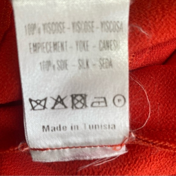 Sandro V-Neck Shift Bow Accent Redish Orange.Short (Mini) Length Dress. Sz 1 - Picture 13 of 15